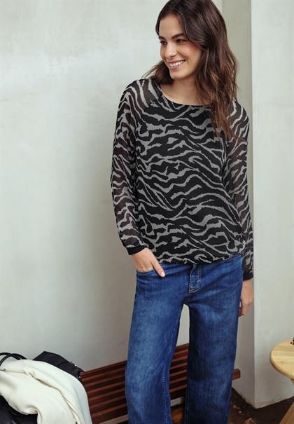 Chiffonbluse mit Zebra-Print flint grey
