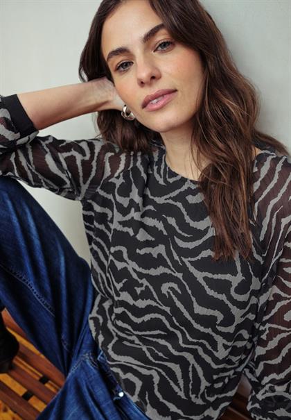 Chiffonbluse mit Zebra-Print flint grey
