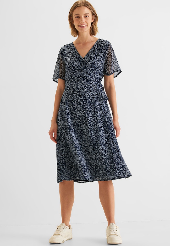 Street One Damen Wickeloptik blue Kleid bei bequem deep Chiffonkleid online in kaufen