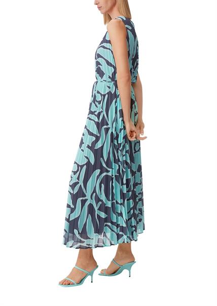Chiffonkleid mit Plisseefalten blau