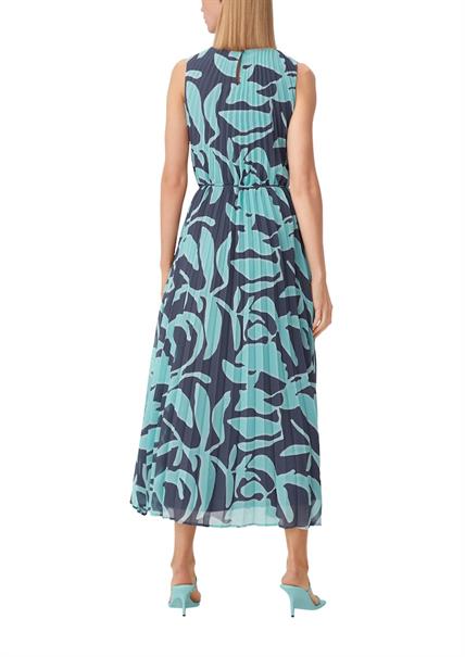 Chiffonkleid mit Plisseefalten blau