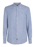 CL W-COTTON LINEN STRIPE SHIRT anchor blue - optic white