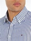 CL W-COTTON LINEN STRIPE SHIRT anchor blue - optic white