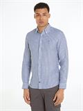 CL W-COTTON LINEN STRIPE SHIRT anchor blue - optic white