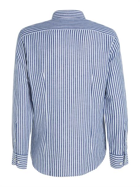 CL W-COTTON LINEN STRIPE SHIRT anchor blue - optic white