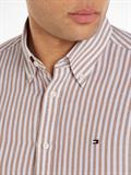 CL W-COTTON LINEN STRIPE SHIRT dark dune - optic white