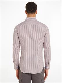 CL W-COTTON LINEN STRIPE SHIRT dark dune - optic white