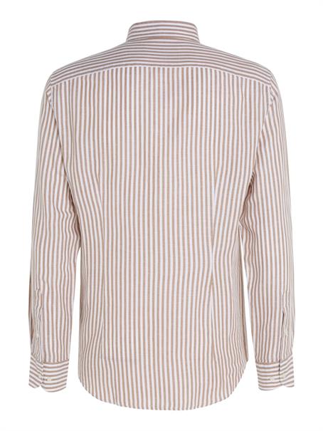 CL W-COTTON LINEN STRIPE SHIRT dark dune - optic white