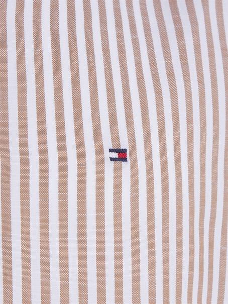 CL W-COTTON LINEN STRIPE SHIRT dark dune - optic white