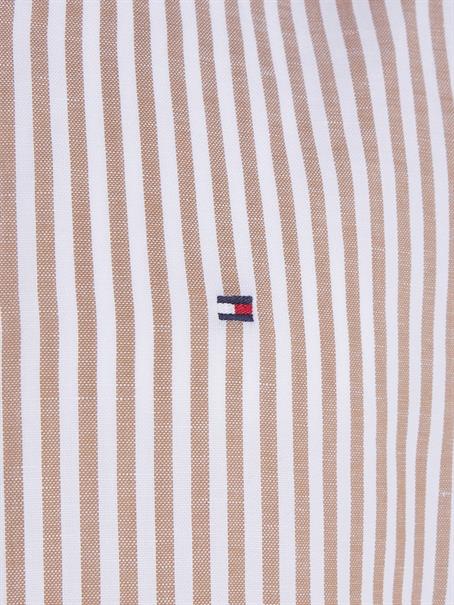 CL W-COTTON LINEN STRIPE SHIRT dark dune - optic white