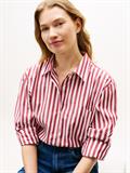 Classic Oversized Fit Poplin Shirt wide banker stp ecru liberty red