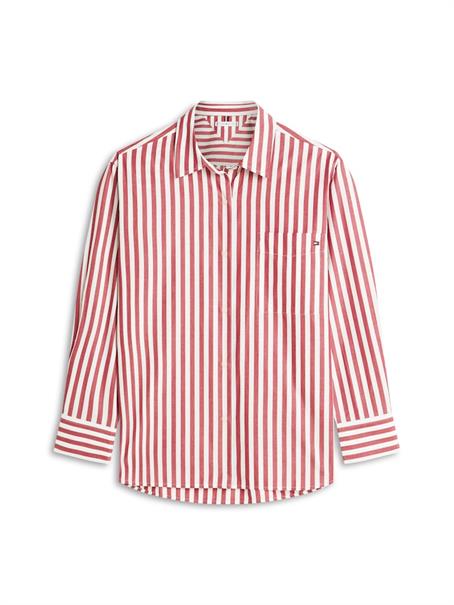 Classic Oversized Fit Poplin Shirt wide banker stp ecru liberty red