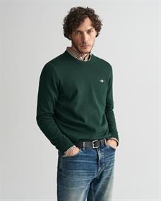 Classic Rundhalspullover aus Baumwolle tartan green