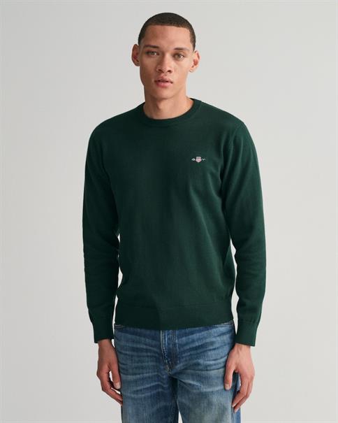 Classic Rundhalspullover aus Baumwolle tartan green