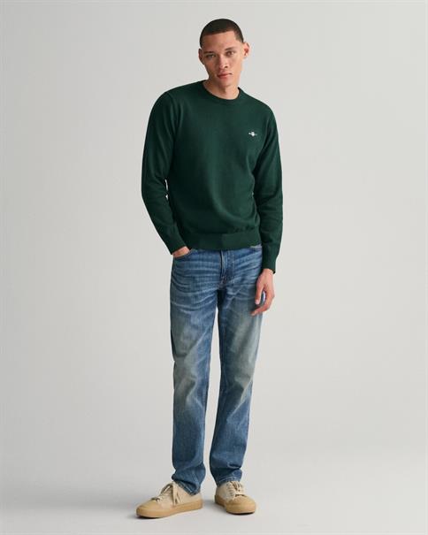 Classic Rundhalspullover aus Baumwolle tartan green