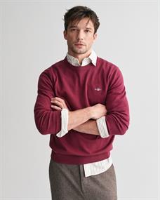 Classic Rundhalspullover aus Baumwolle wine red