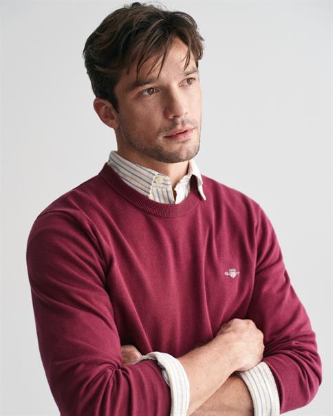 Classic Rundhalspullover aus Baumwolle wine red