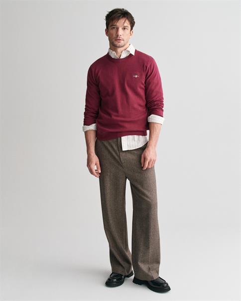 Classic Rundhalspullover aus Baumwolle wine red