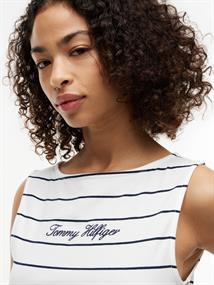 CLASSIC SCRIPT BOAT-NK TOP fine stp ecru - dark night navy