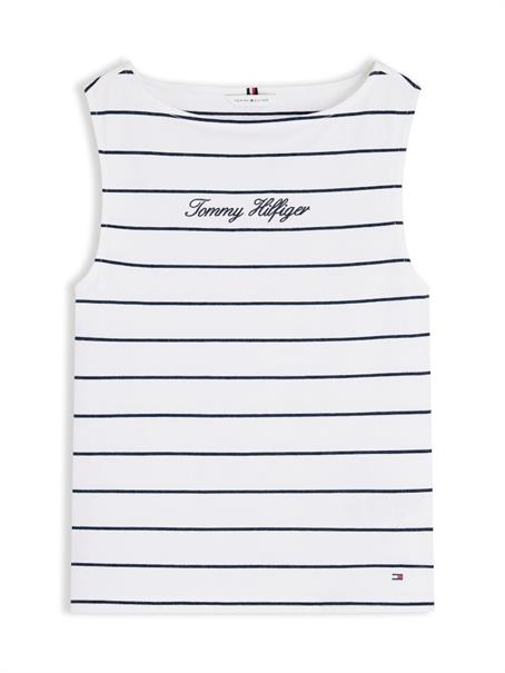 CLASSIC SCRIPT BOAT-NK TOP fine stp ecru - dark night navy