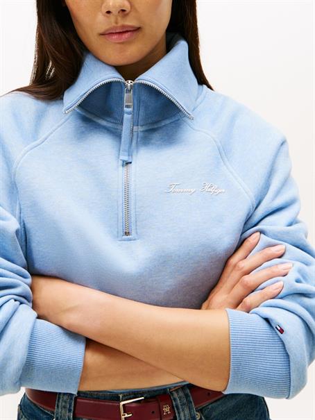 CLASSIC SCRIPT FLEECE HALF-ZIP brisk blue heather