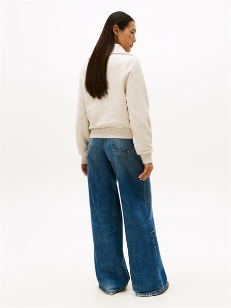 CLASSIC SCRIPT FLEECE HALF-ZIP heather oatmilk