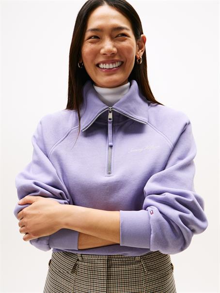 CLASSIC SCRIPT FLEECE HALF-ZIP lavender ash