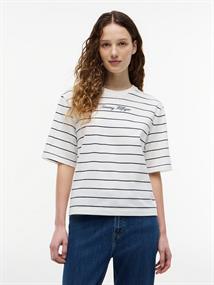 CLASSIC SCRIPT TRAPEZE TEE fine stp ecru - dark night navy