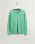 Classic V-Neck Pullover aus Baumwolle ocean green melange