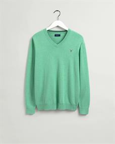 Classic V-Neck Pullover aus Baumwolle ocean green melange