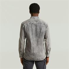 Clean slim shirt l\s sun faded graphite grey