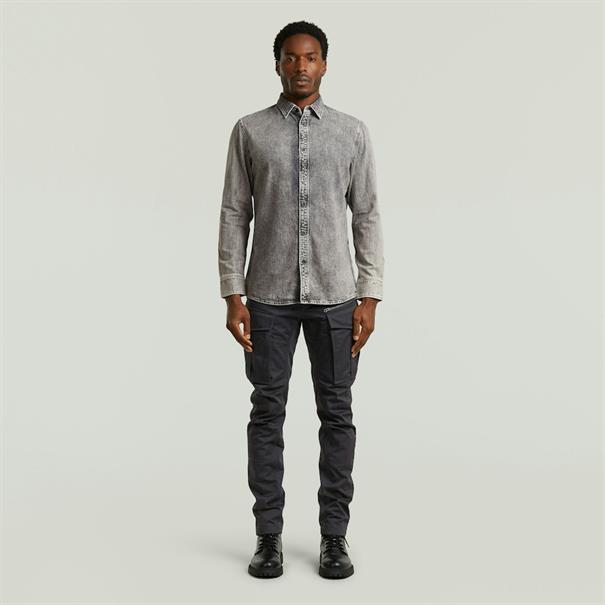 Clean slim shirt l\s sun faded graphite grey