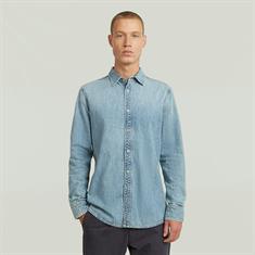 Clean slim shirt l\s sun faded pacific blue