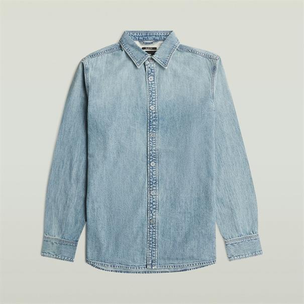 Clean slim shirt l\s sun faded pacific blue