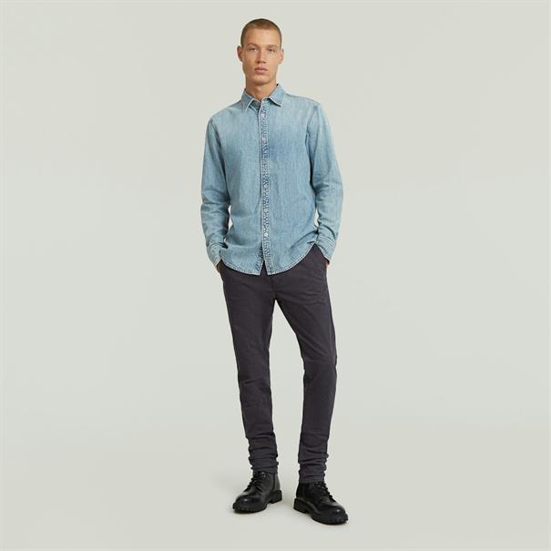 Clean slim shirt l\s sun faded pacific blue