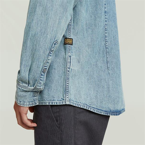 Clean slim shirt l\s sun faded pacific blue