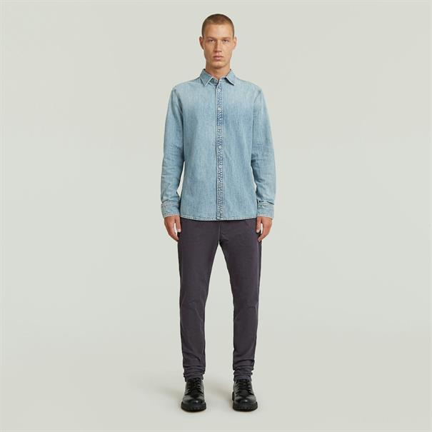Clean slim shirt l\s sun faded pacific blue