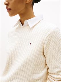 CO CABLE FINE GG C-NK LS SWEATER heather ivory petal