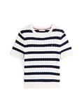 CO CABLE MID GG S/S C-NK SWT ivory silk-dark night navy stp