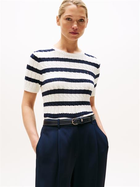 CO CABLE MID GG S/S C-NK SWT ivory silk-dark night navy stp