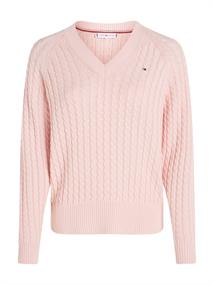 CO CABLE V-NK SWEATER whimsy pink