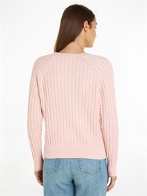 CO CABLE V-NK SWEATER whimsy pink