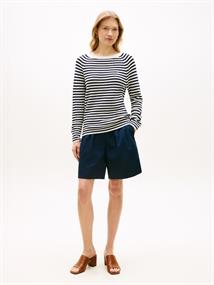 CO CARDI FINE GG LS BOAT-NK SWT ivory petal-dark n navy stp