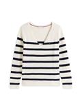 CO CARDI FINE GG LS V-NK SWT ivory petal-dark night navy stp