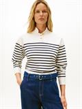 CO JERSEY GOLD BTN MOCK-NK SWT placed thin navy stp sweaters