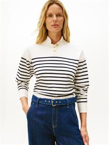 CO JERSEY GOLD BTN MOCK-NK SWT placed thin navy stp sweaters