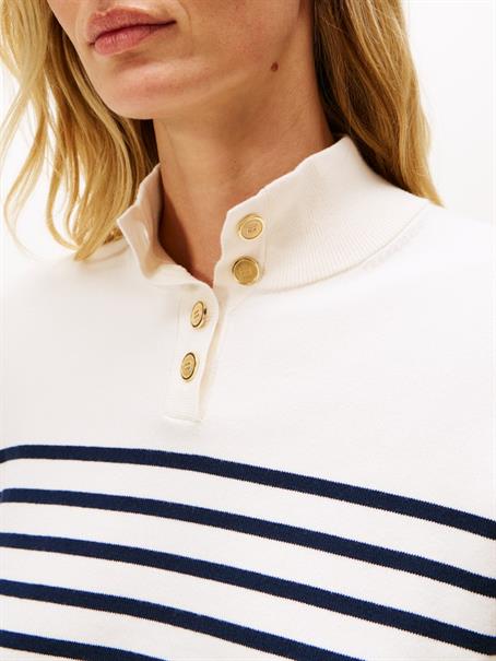 CO JERSEY GOLD BTN MOCK-NK SWT placed thin navy stp sweaters