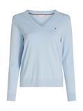 CO JERSEY STITCH V-NK SWEATER breezy blue