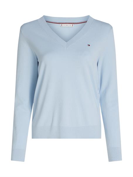 CO JERSEY STITCH V-NK SWEATER breezy blue