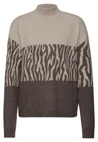 Color-Block Jacquard Sweater dark nomad brown mel.